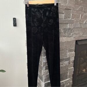 Forever 21 Black Velvet Leggings w/ Floral Jacquard Details
